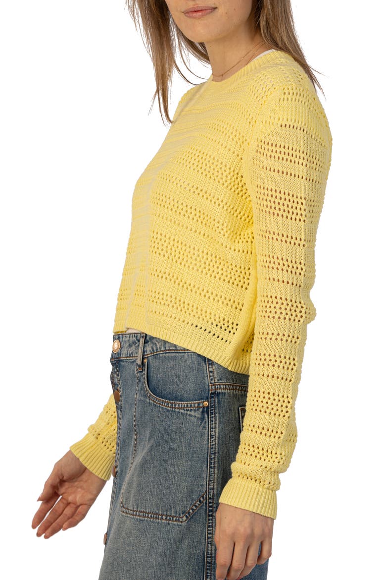 Open Stitch Crop Sweater, Alternate, color, SUNSHINE