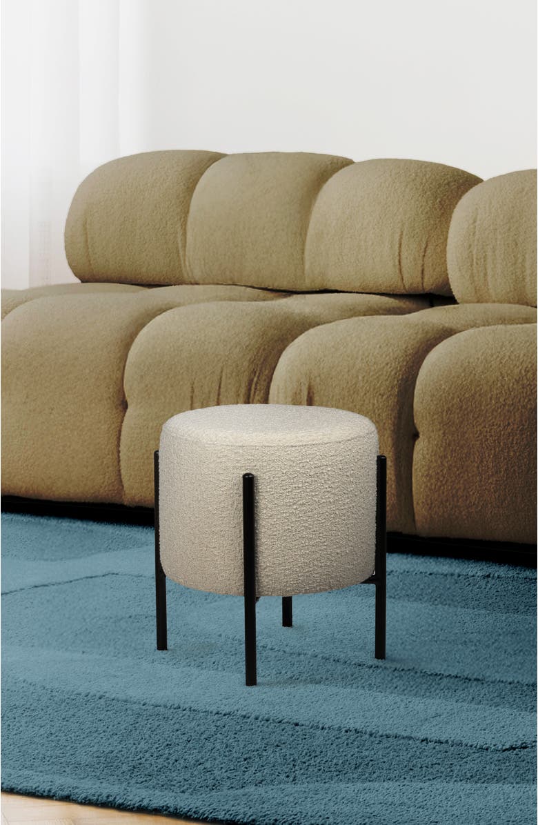 JONATHAN Y Silvia 18.5" Modern Minimalist Round Backless Metal/Cushioned Vanity Stool, Alternate, color, 
