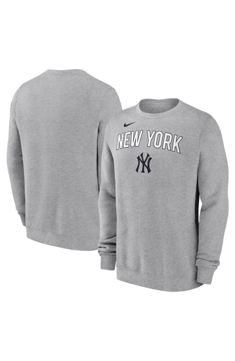 Nike Men's Nike Heather Gray New York Yankees Pullover Sweatshirt, Main, color, 
