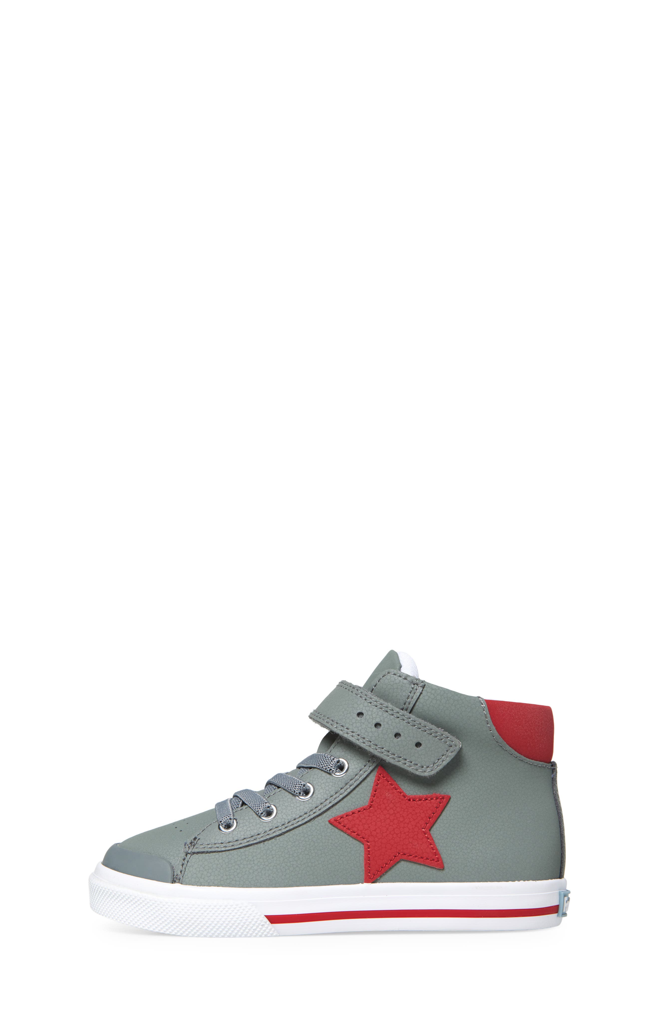 Footmates Kids' Riley High Top Sneaker, Alternate, color, Gray/ Red