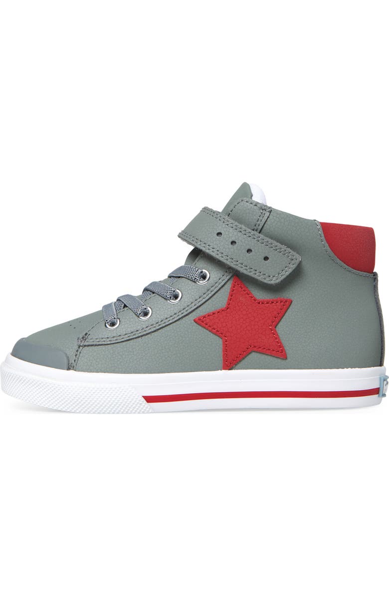 Footmates Kids' Riley High Top Sneaker, Alternate, color, Gray/ Red