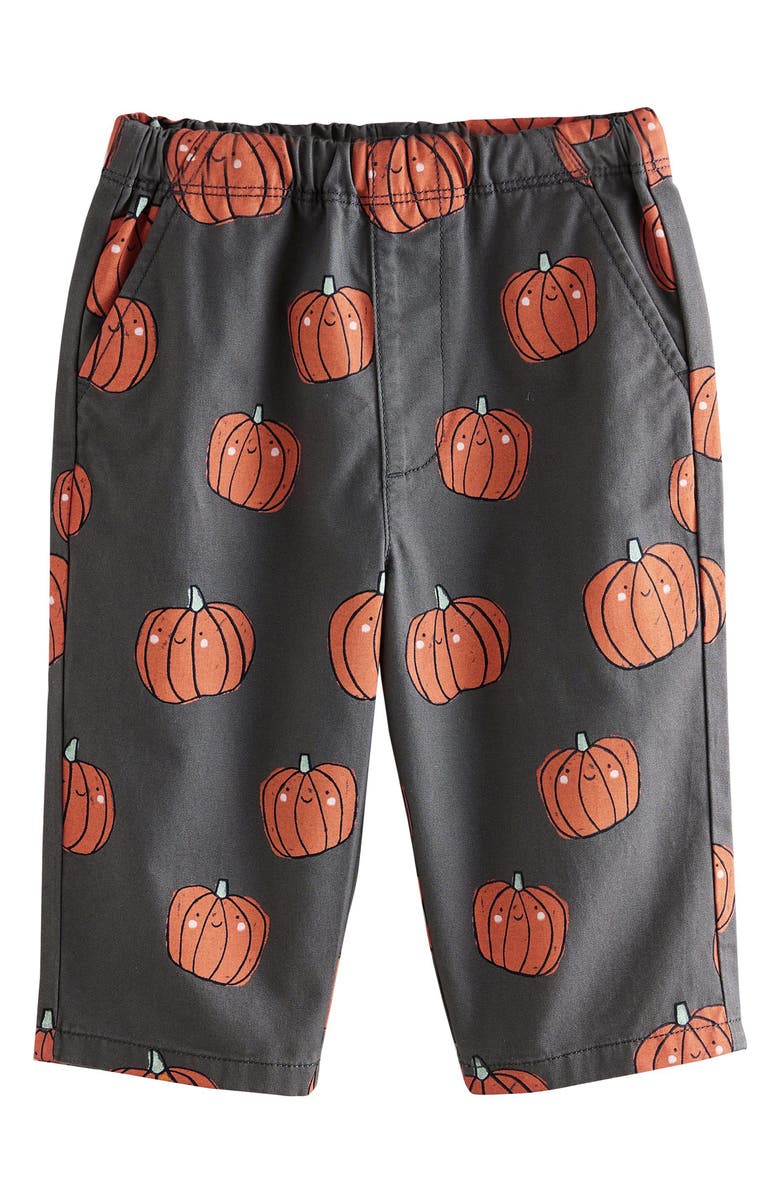 NEXT Kids' Pumpkin Print Pull-On Cotton Pants, Main, color, Black