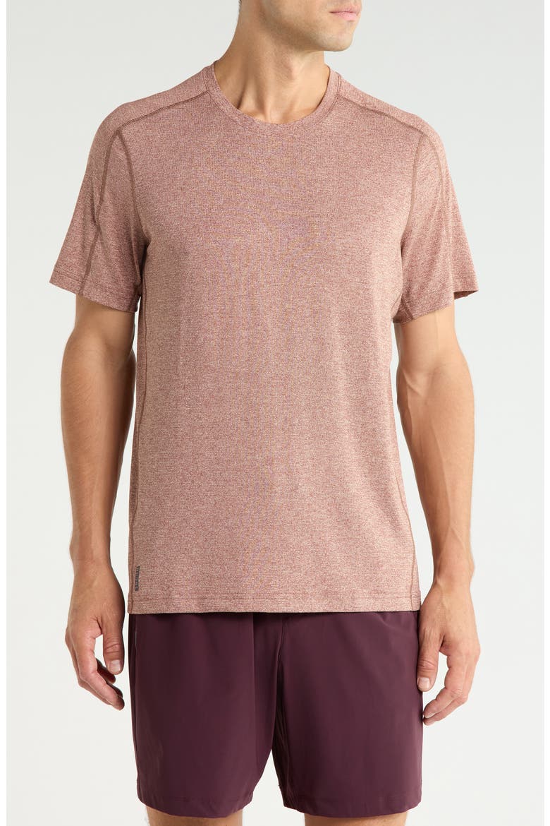 Invictus Perforated Performance T-Shirt, Main, color, MOCHA/ LINEN HEATHER