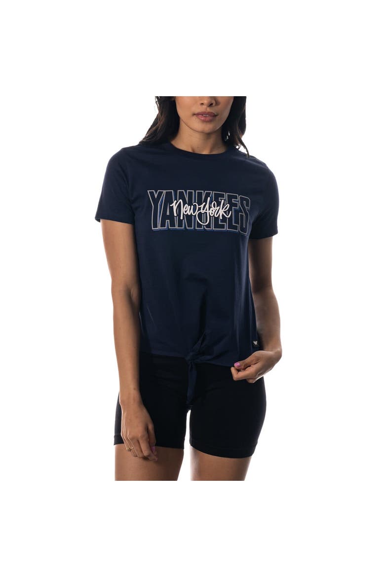 Women's The Wild Collective Navy New York Yankees Twist Front T-Shirt, Main, color, Navy