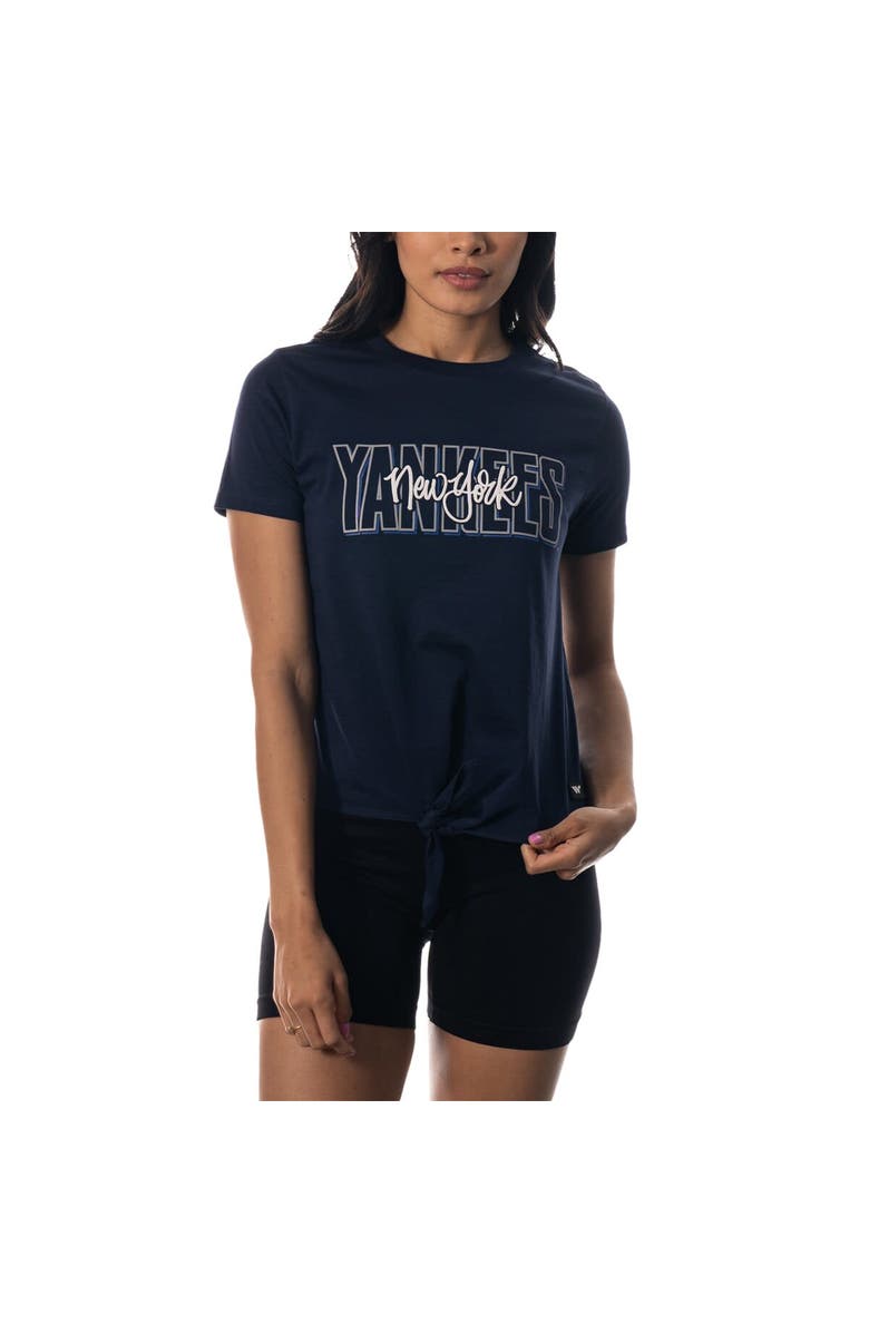 THE WILD COLLECTIVE Women's The Wild Collective Navy New York Yankees Twist Front T-Shirt, Main, color, Navy