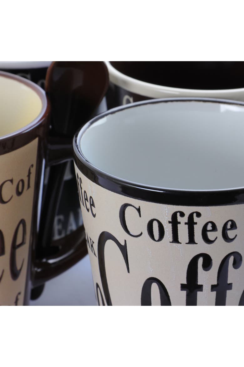 Bareggio 8 Piece 13 Ounce Coffee Mug with Spoon Set, Service for 4, Alternate, color, Assorted