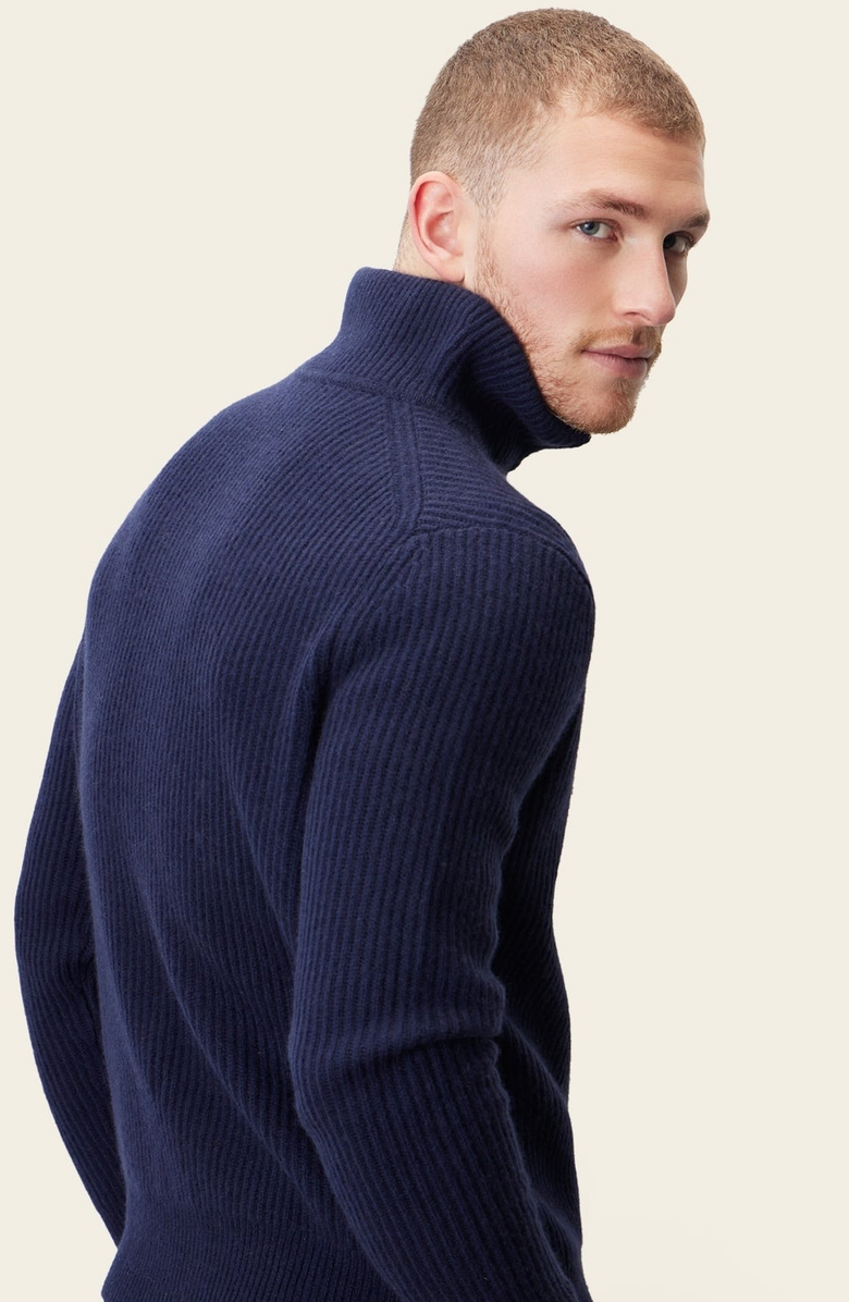 Italic Shane Chunky Cashmere Quarter Zip Pullover, Alternate, color, Navy