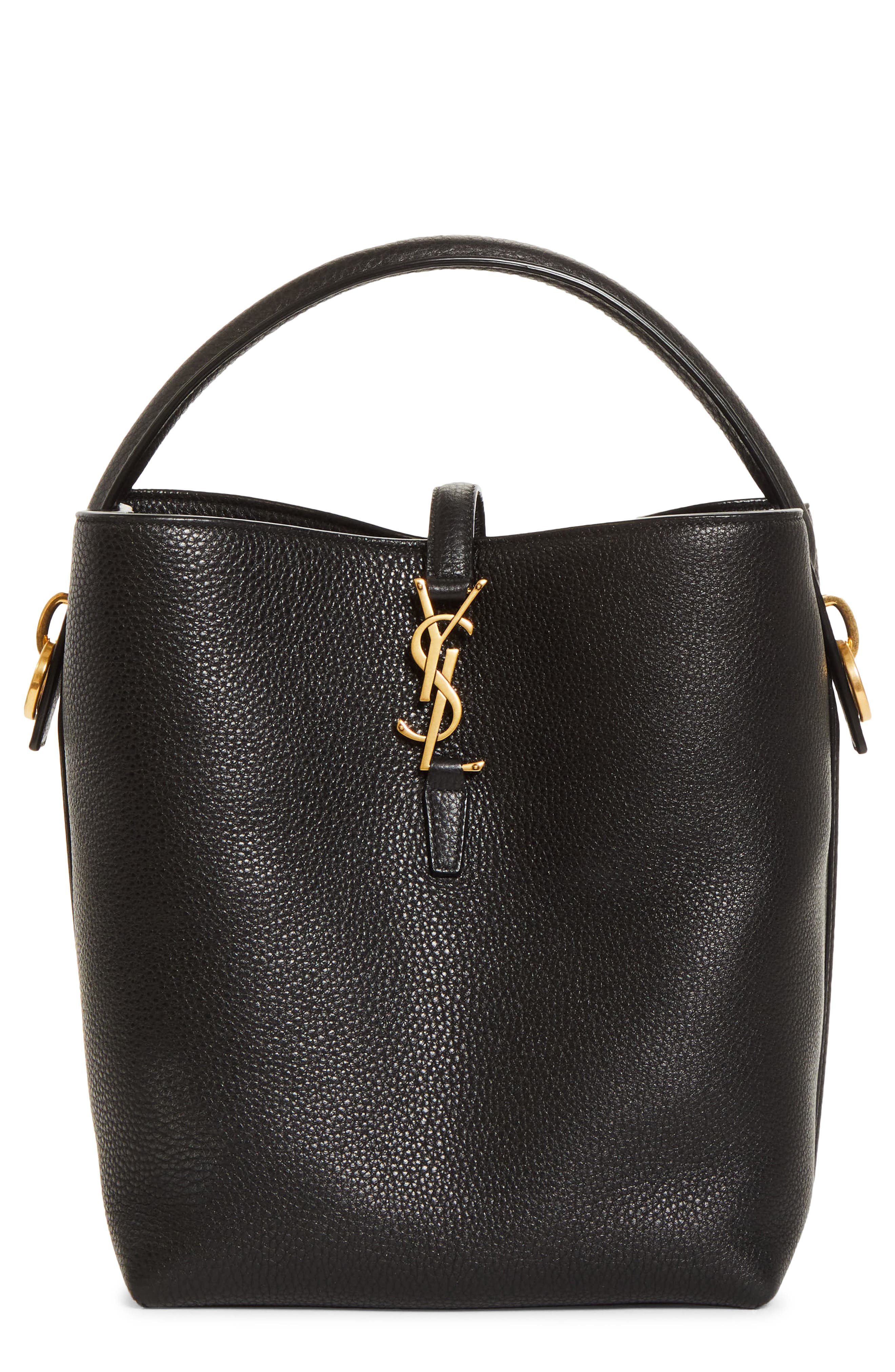 Saint Laurent Le 37 Supple Leather Bucket Bag, Main, color, Noir