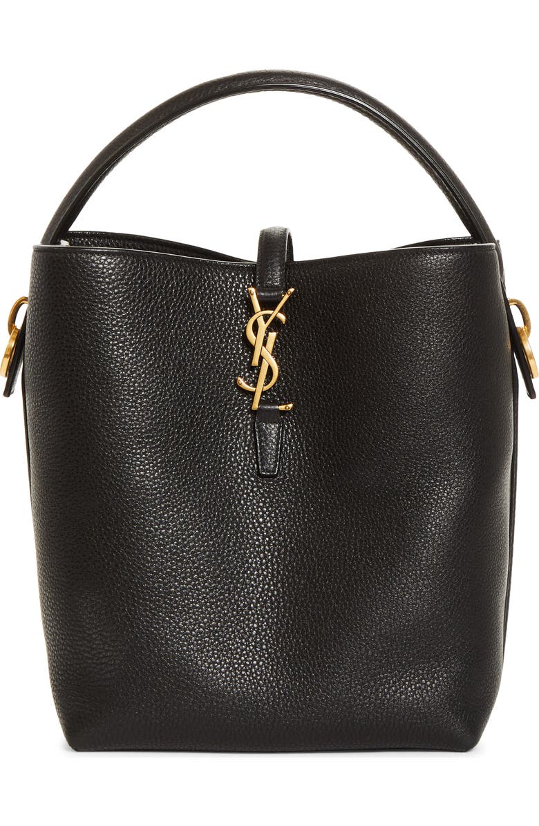 Saint Laurent Le 37 Supple Leather Bucket Bag, Main, color, Noir