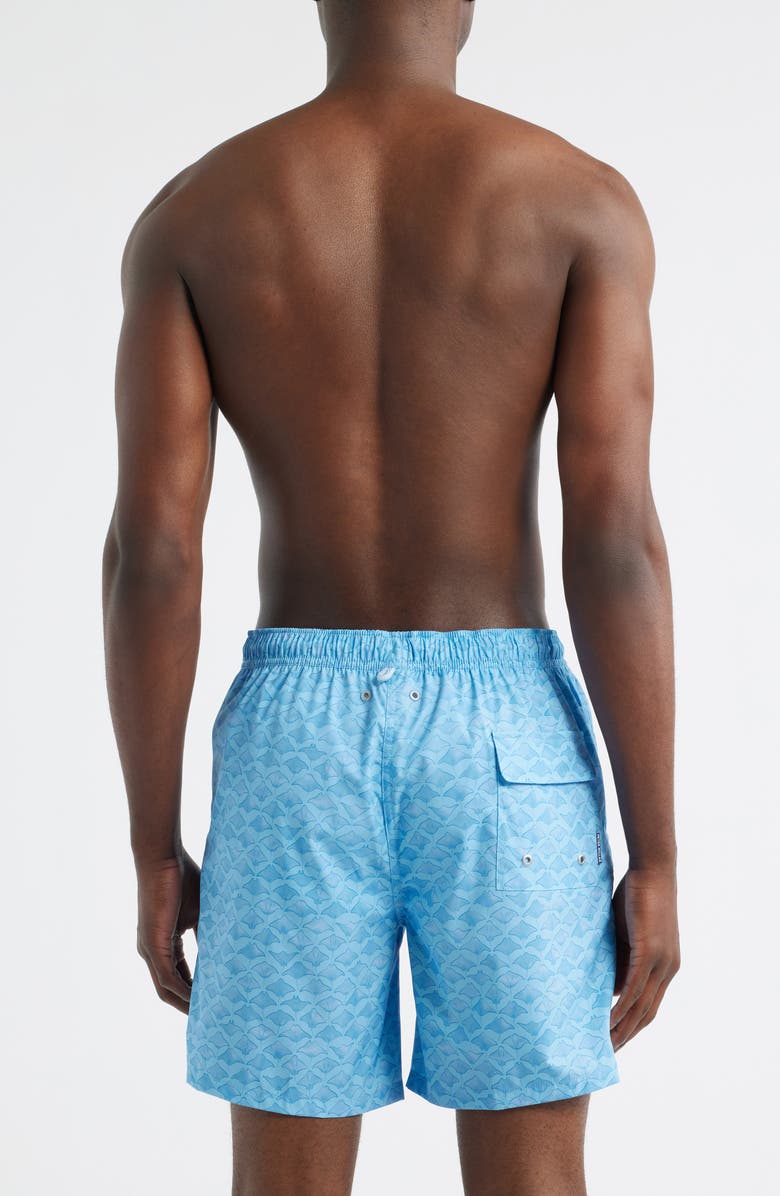 Peter Millar Coronado Stingray Print Swim Trunks, Alternate, color, Crystal Sea