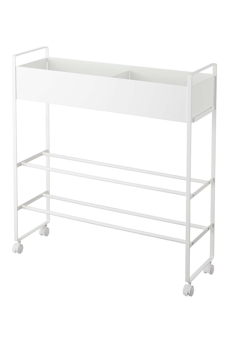 Rolling Entryway Storage Shelf, Main, color, WHITE