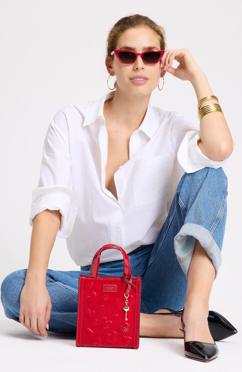 Kate Spade New York key to my heart embossed patent leather tote, Alternate, color,