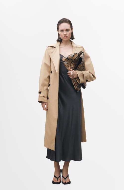 Mango Satin Midi Dress In Charcoal