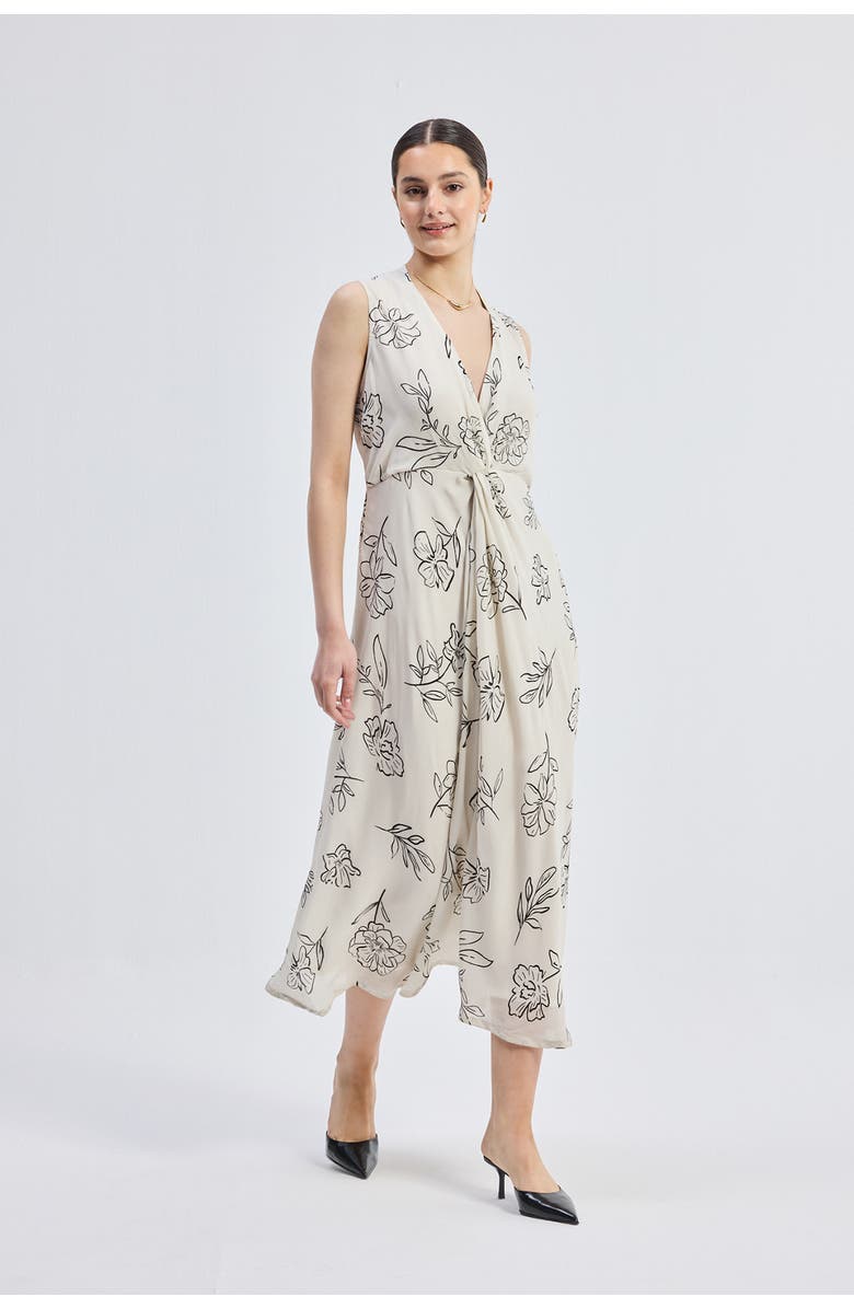 Reistor Front Twist Maxi Dress in Florals, Alternate, color, Black Florals