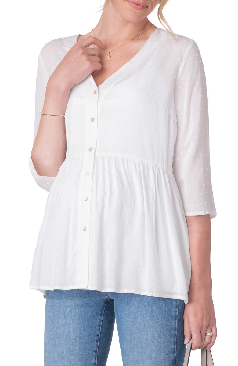 Seraphine Clip-Dot Chiffon Maternity/Nursing Top, Main, color, 