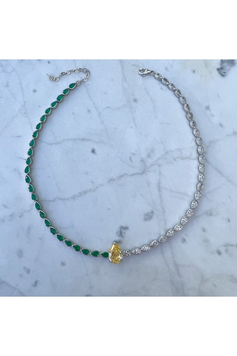 pear two tone tennis choker, Alternate, color, yellow/green