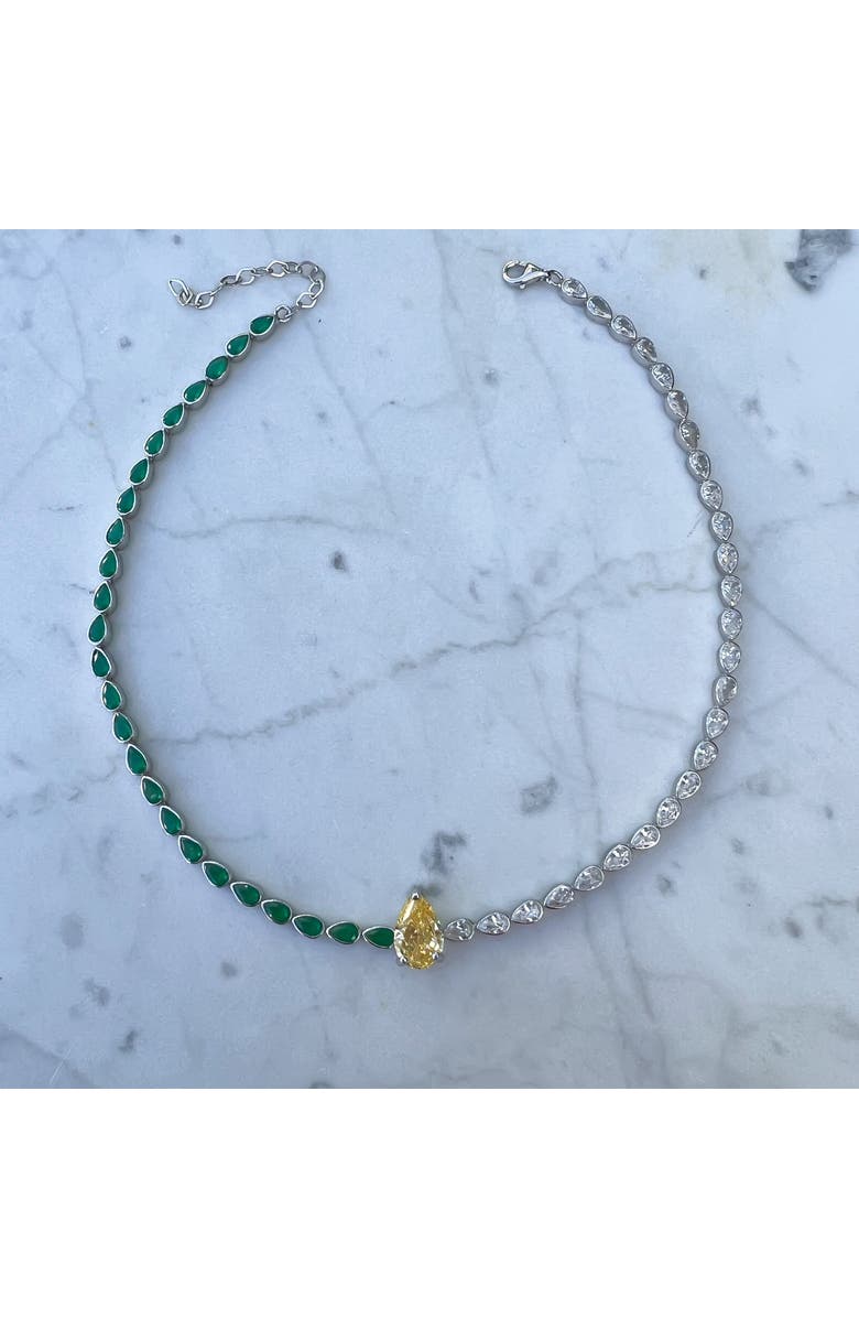 Gemma Azzurro pear two tone tennis choker, Alternate, color, Yellow/Green