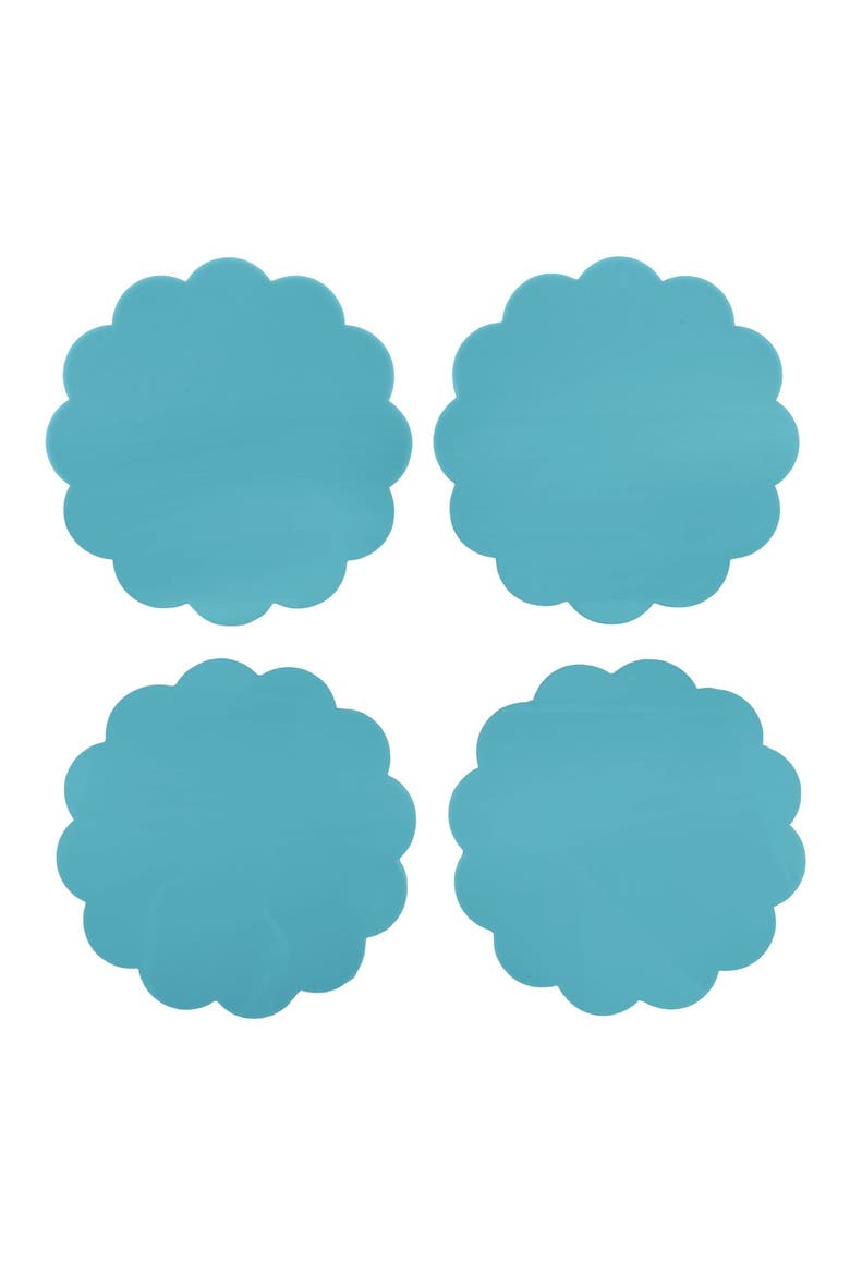 Set of 4 Teal Scallop Coasters, Main, color, TEAL