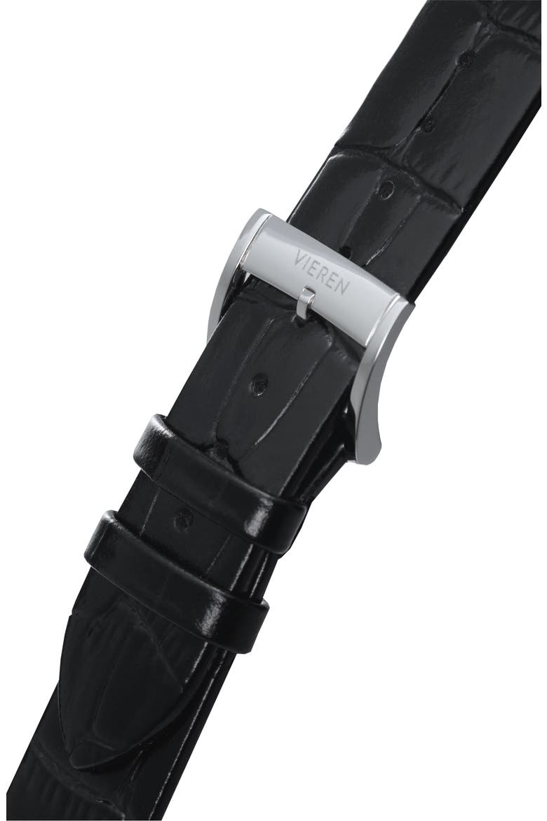 Black Croc Leather Swiss Automatic Watch, Alternate, color, Black
