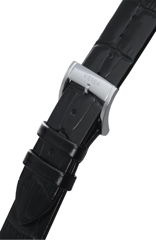 Vieren Black Croc Leather Swiss Automatic Watch In Black