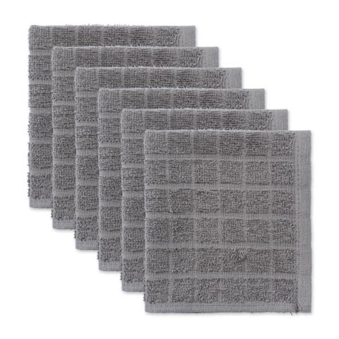 Solid Windowpane Terry Dishcloth Set/6