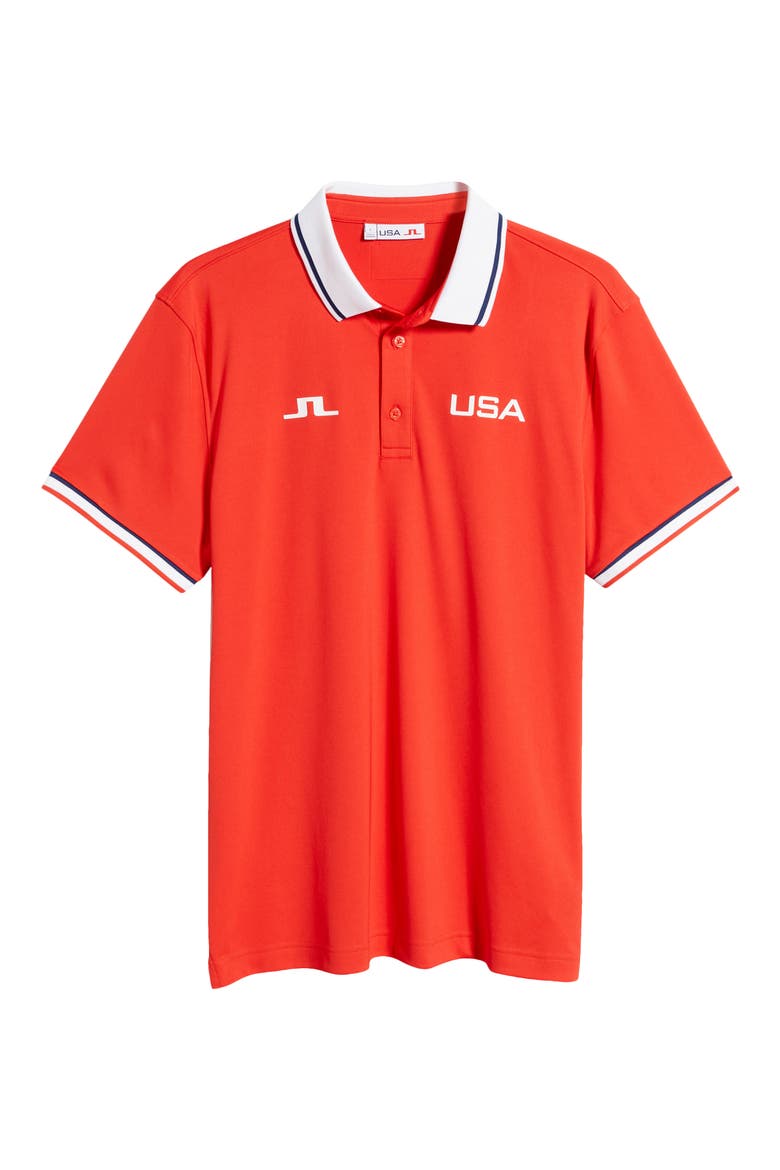 Timeo Golf Polo, Alternate, color, FLAME SCARLET