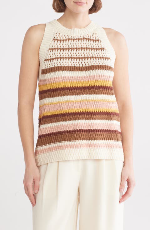 Pointelle Stripe Sweater Tank