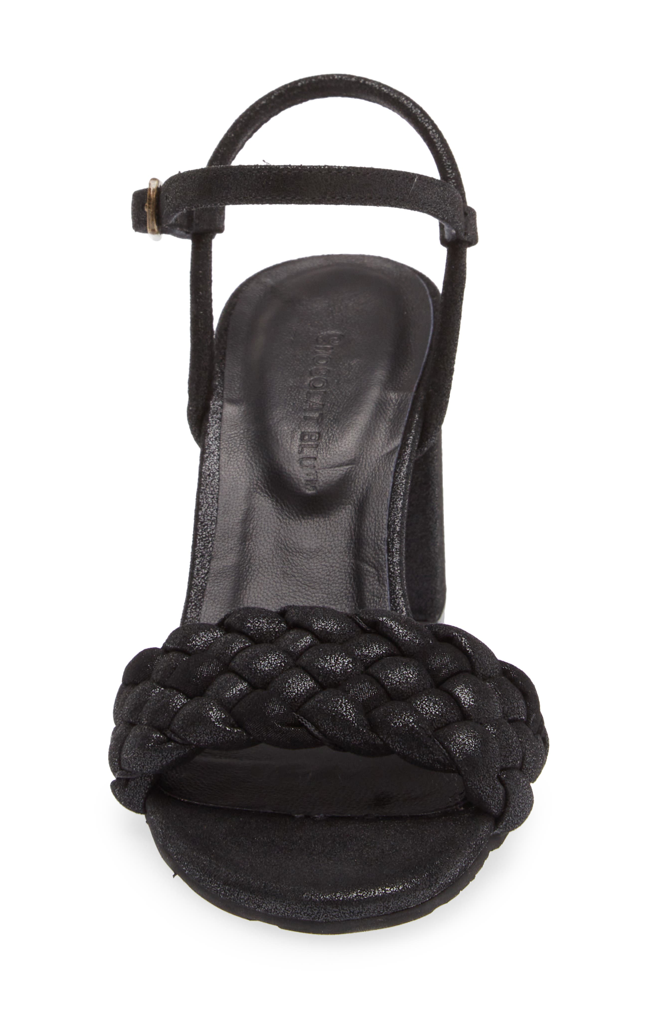 Chaya Braided Block Heel Sandal, Alternate, color, BLACK SHIMMER
