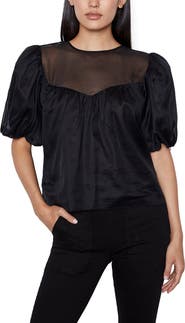 FRAME Sheer Inset Silk Organza Top