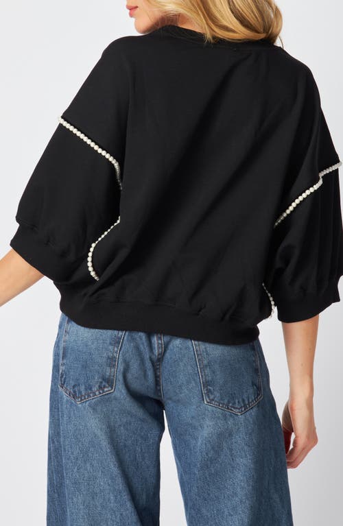 Bluegrey Pearly Beaded Crop Sweatshirt In Black