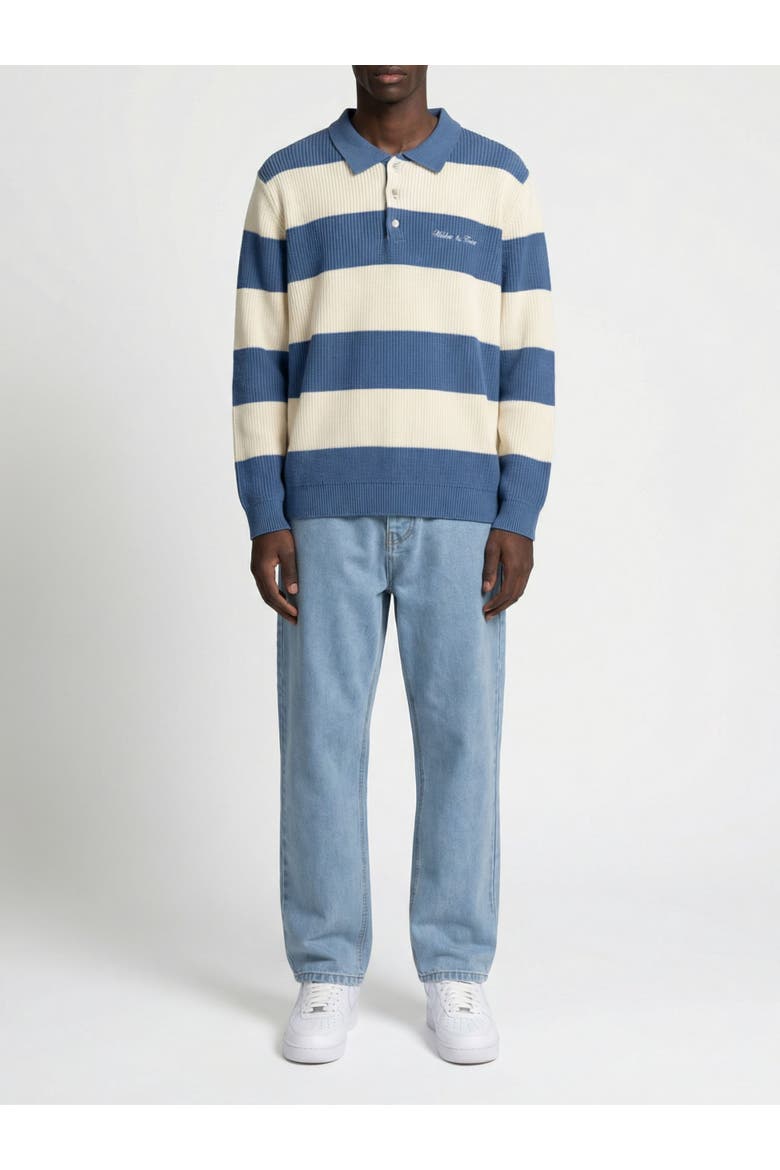 Lando Oversized Polo Collar Sweater, Alternate, color, Steel & Cream