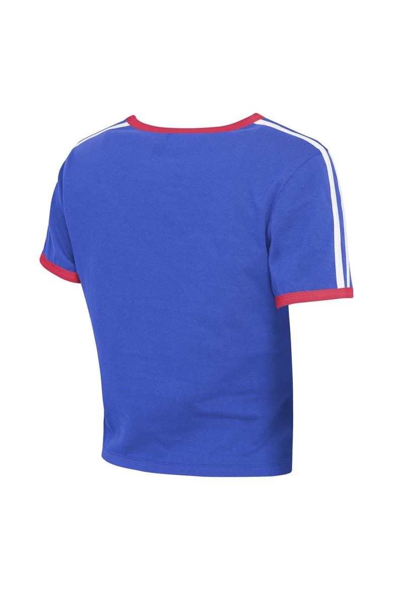 Women's WEAR by Erin Andrews  Royal Buffalo Bills Cropped Throwback Ringer Baby T-Shirt, Alternate, color, Royal