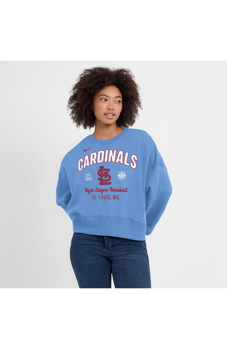 Nike Women's Nike Light Blue St. Louis Cardinals Oversized High Hip Pullover Sweatshirt, Alternate, color, Light Blue