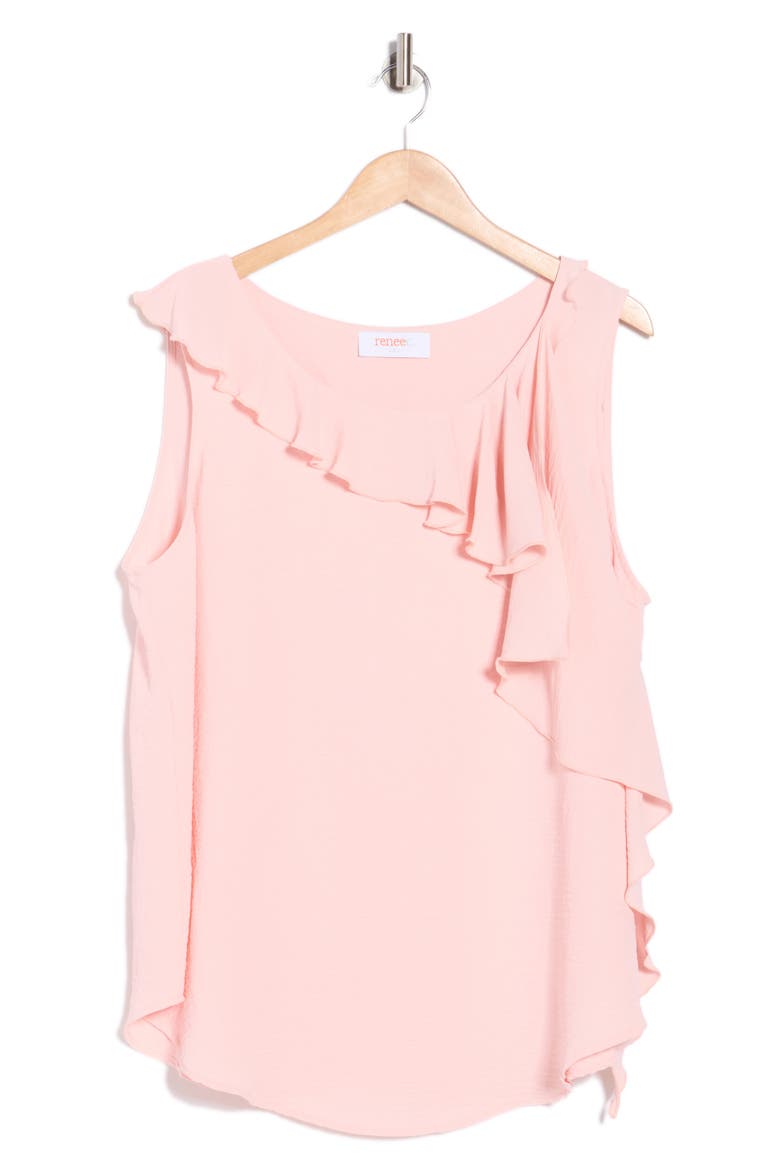 Ruffle Front Sleeveless Top, Alternate, color, PINK