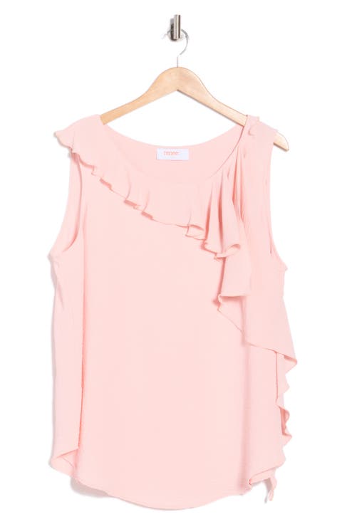 Ruffle Front Sleeveless Top (Plus)