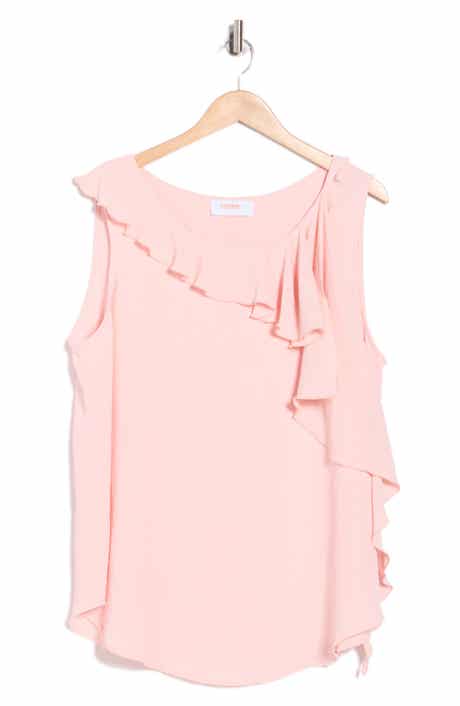 Renee C Ruffle Front Sleeveless Top