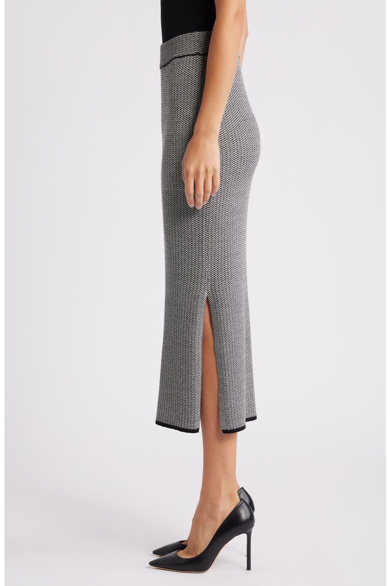 Chevron Pattern Knit Pencil Skirt, Alternate, color, ANNE BLACK/ ANNE WHITE