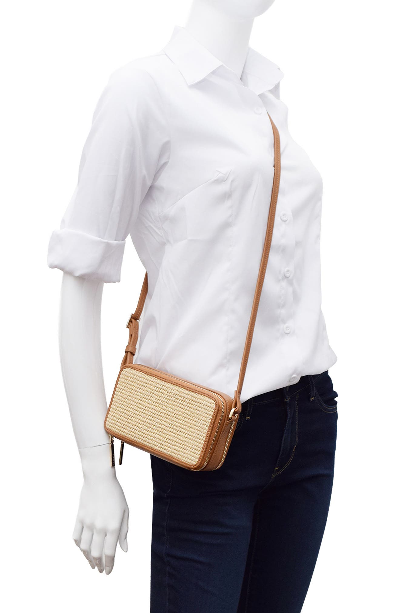 Thacker Riley Woven Crossbody Bag, Alternate, color, Natural/ Tan