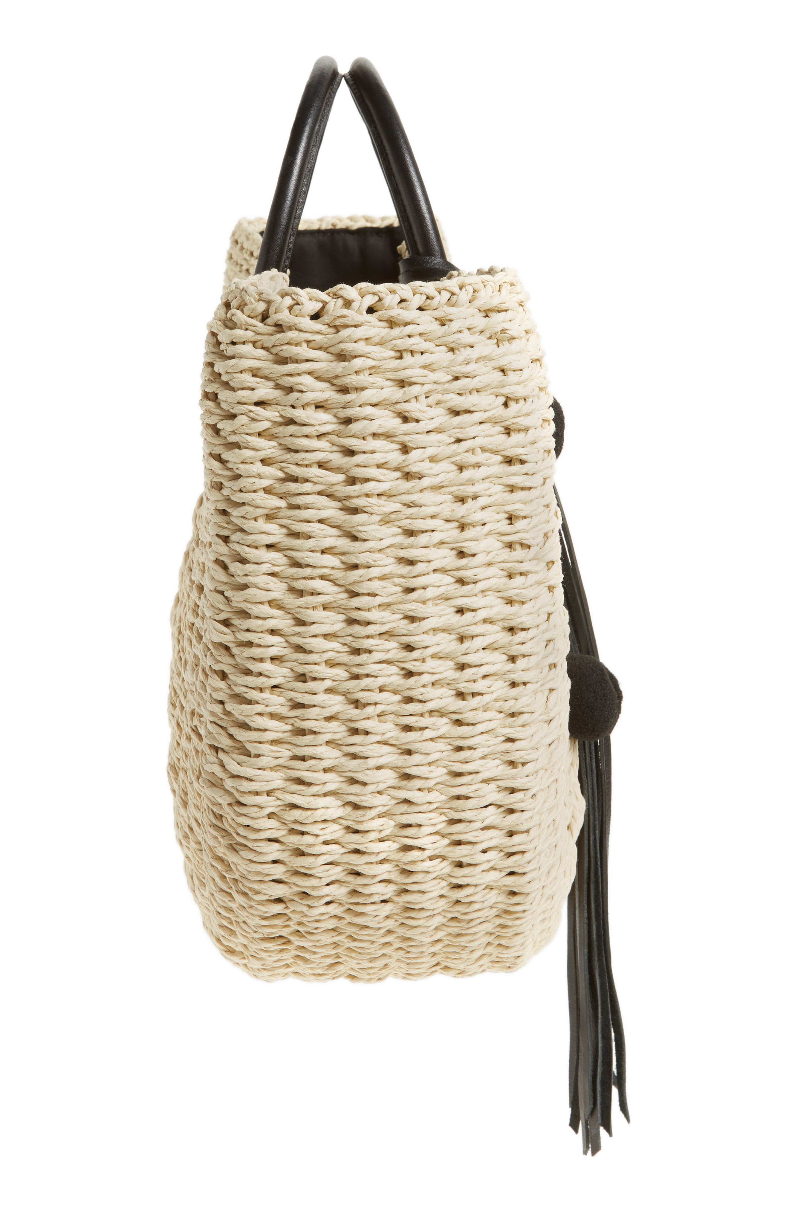 Rebecca Minkoff Straw Pom Pom Tote, Alternate, color, 