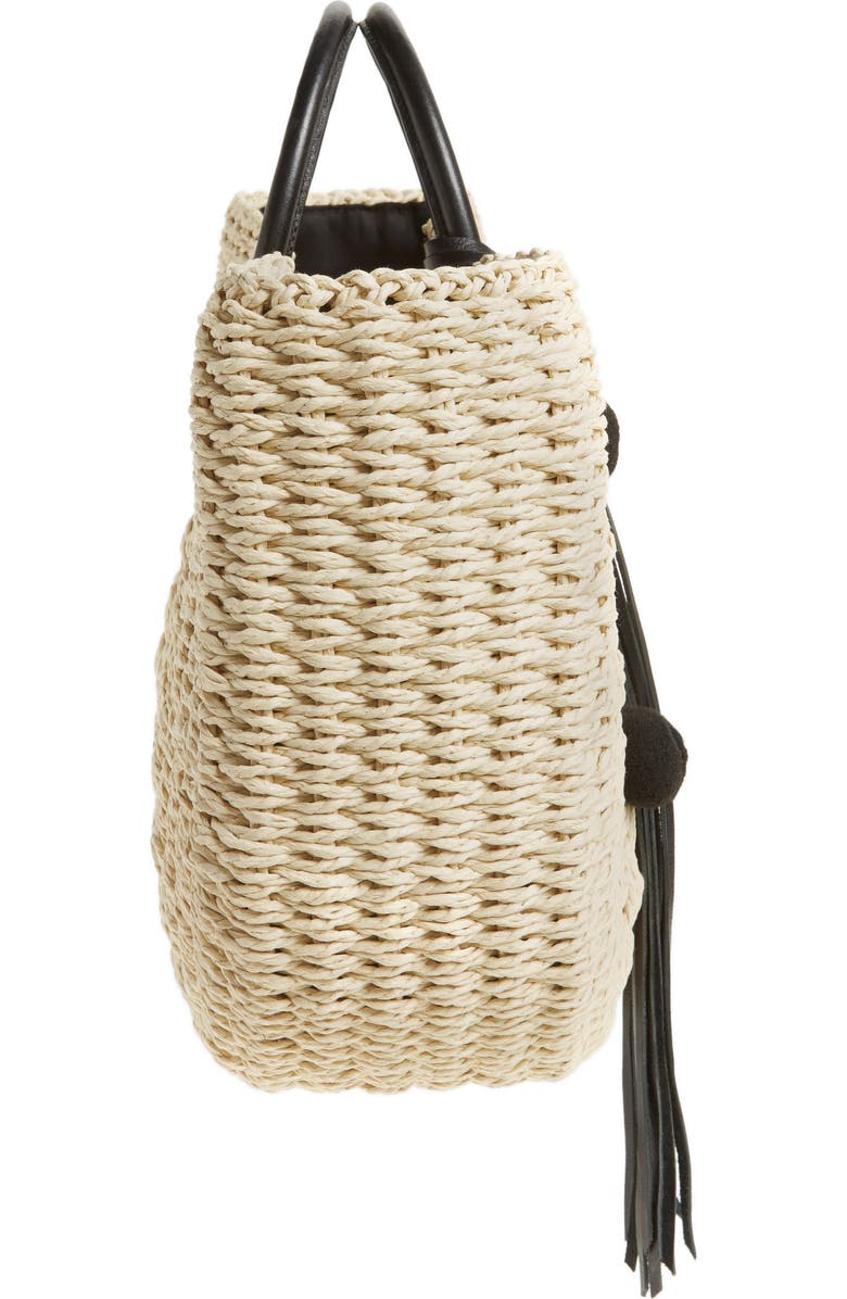 Rebecca Minkoff Straw Pom Pom Tote, Alternate, color,