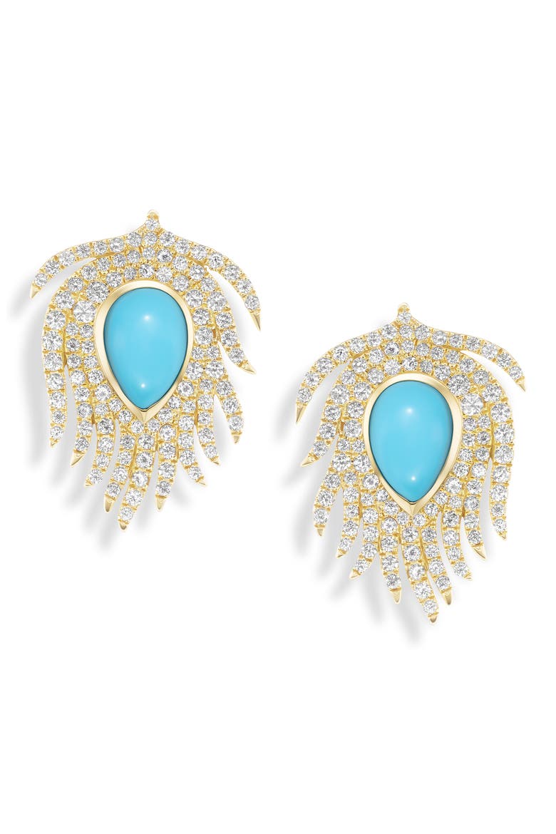 Peachick 18k Gold Diamond Stud Earrings, Main, color, BLUE
