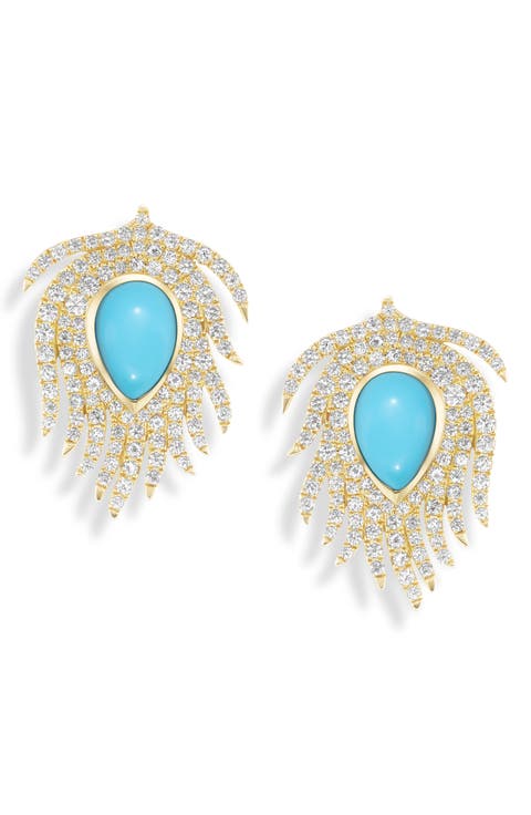 Peachick 18k Gold Diamond Stud Earrings