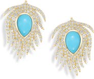 Grace Winfrey Peachick 18k Gold Diamond Stud Earrings