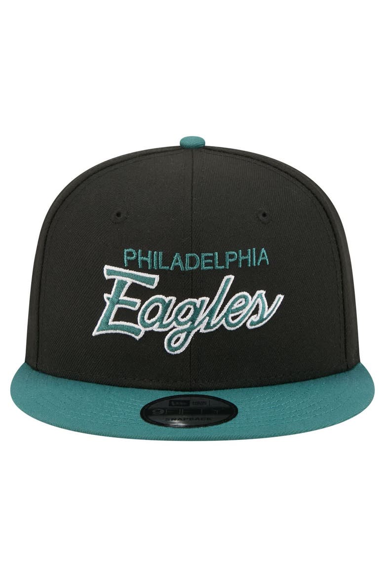 Men's New Era  Black Philadelphia Eagles Core Team Script 9FIFTY Snapback Hat, Alternate, color, Black