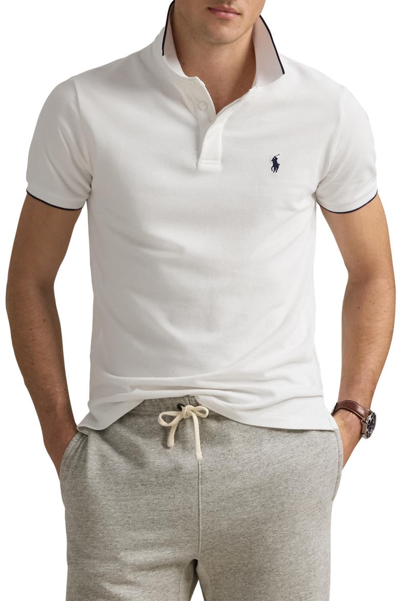 Classic Fit Cotton Piqué Polo, Main, color, WHITE/ WHITE
