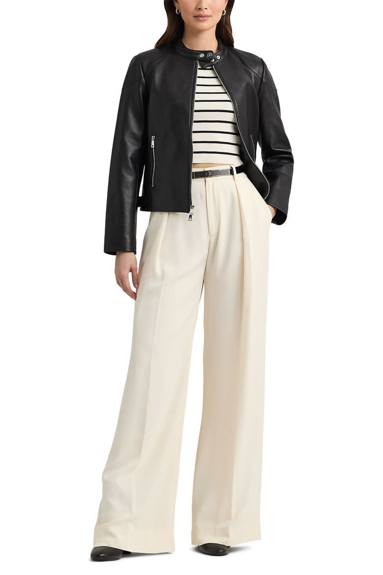 Lambskin Leather Jacket, Alternate, color, BLACK