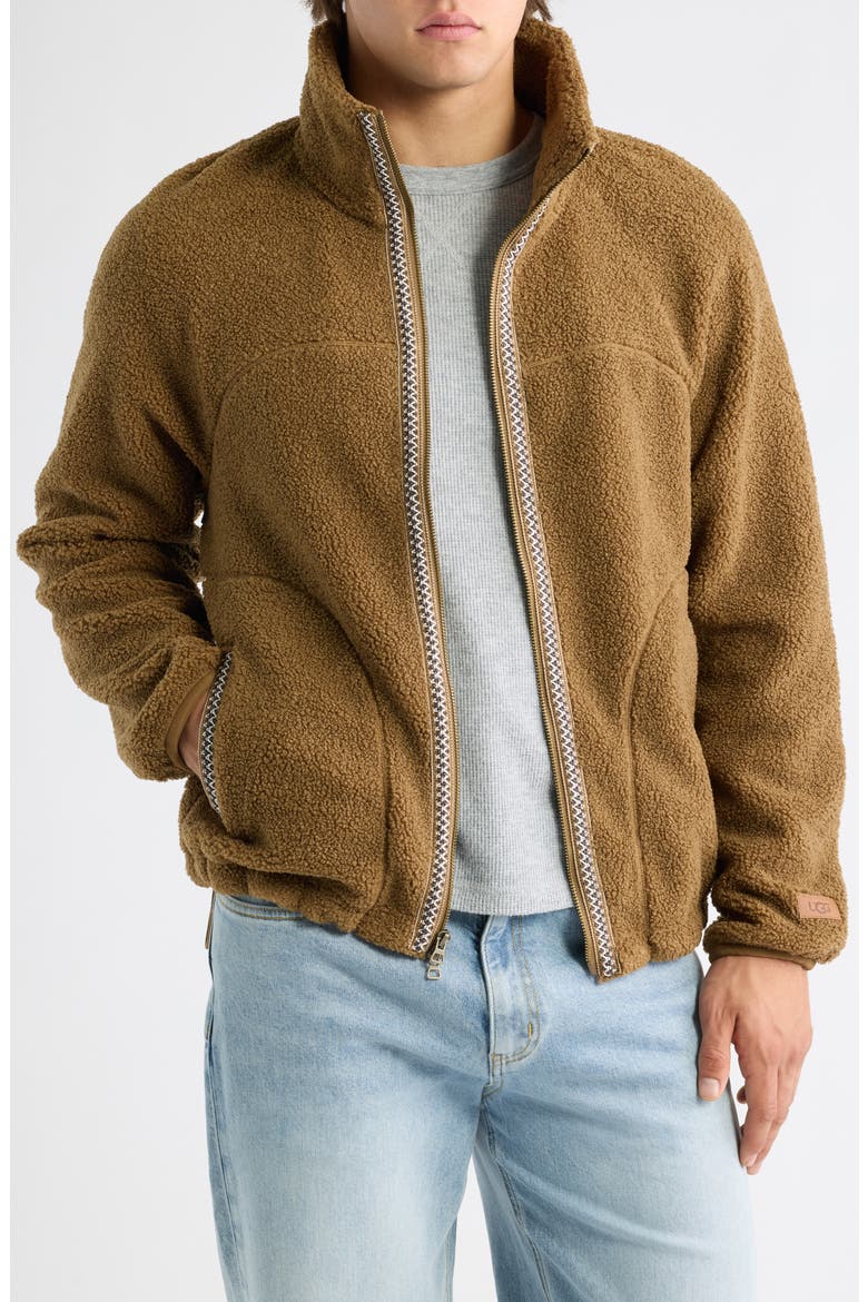 Uggbraid Full Zip Fleece Jacket, Main, color, COFFEE GROUNDS