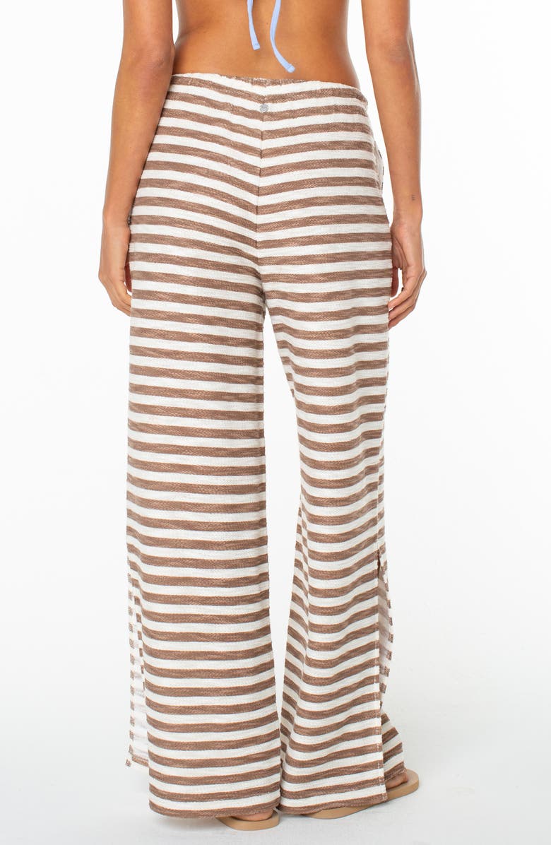 Roxy Beach Breeze Stripe Drawstring Waist Stretch Cotton Pants, Alternate, color, Brownie