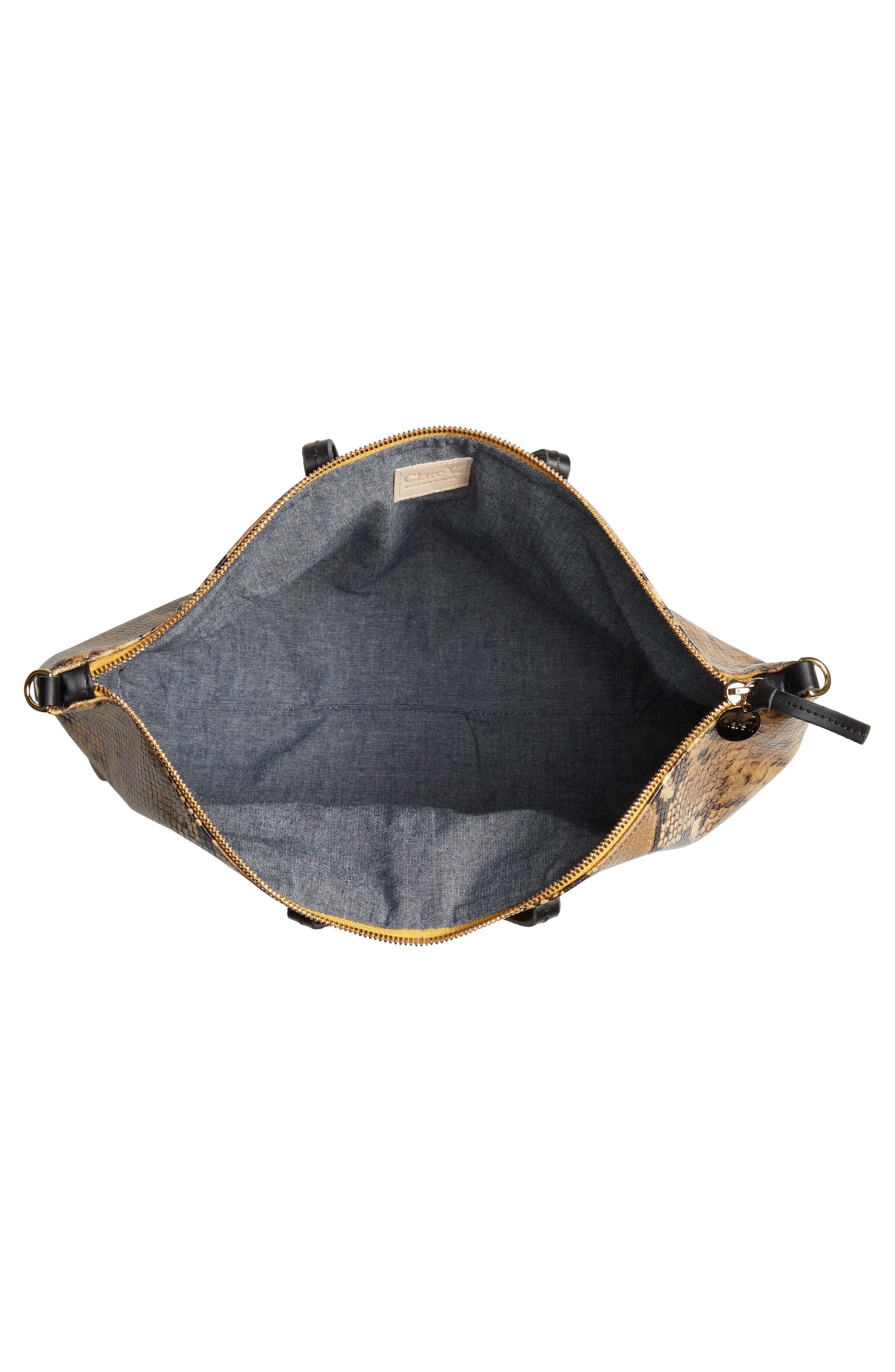 Clare V. Attache Snake Embossed Goatskin Leather Tote, Alternate, color, 
