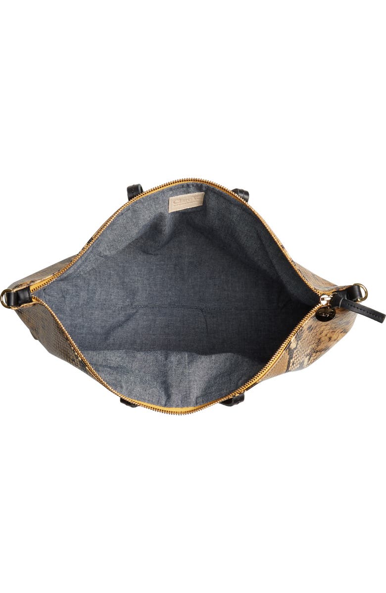 Clare V. Attache Snake Embossed Goatskin Leather Tote, Alternate, color,